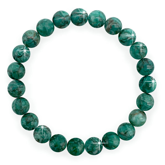 { Georgiadis } - Stunning 8mm Natural Marble Stone Bracelet, Dyed Bluish Green, Grounding Stone, Attracts Abundance and Properity, Root Chakra, Loving Gift, Bracelet for Women