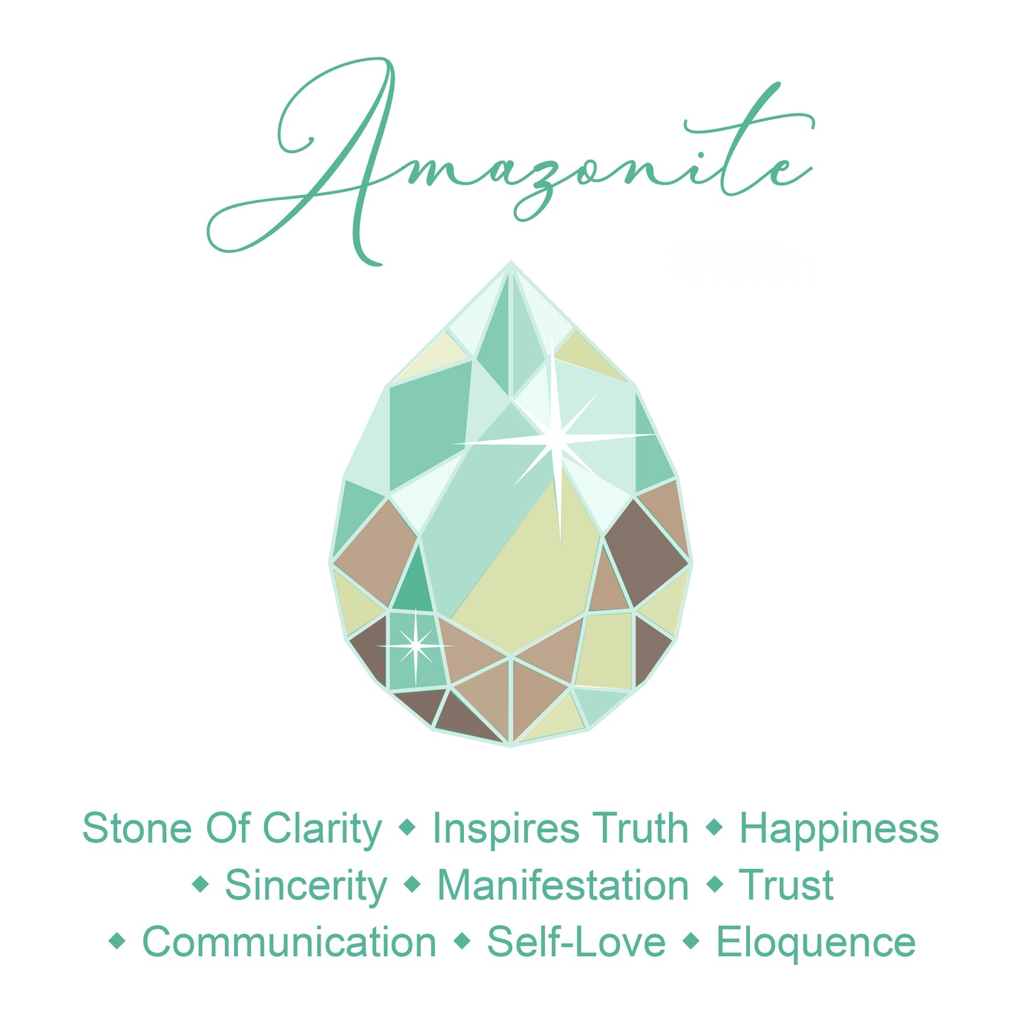 10mm Amazonite Natural Genuine Gemstone with Stunning Spacer Bead Inlaid with Rhinestones, Inspiring Truth, Clarity and Happiness, Birthday, Gift