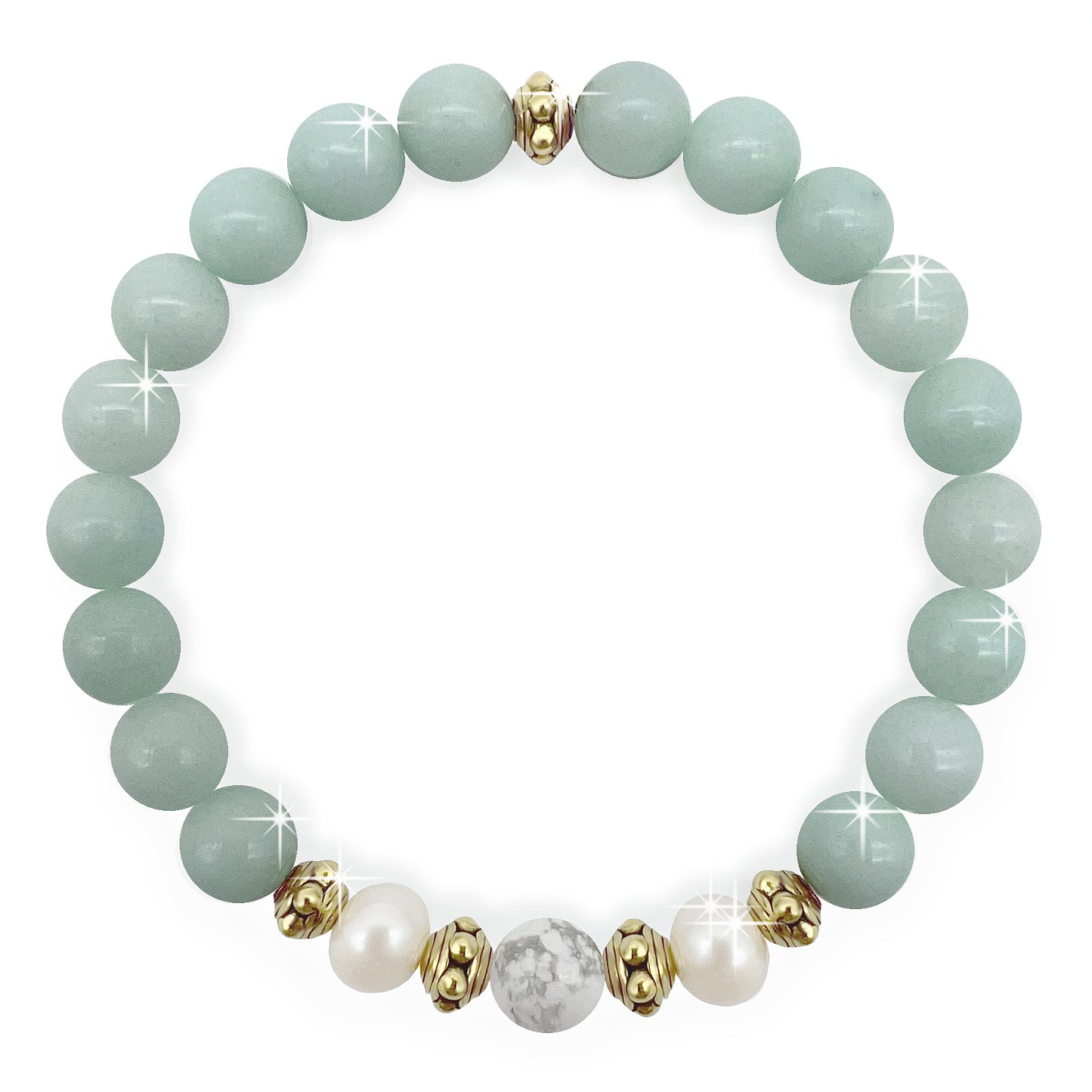Beautiful Real Freshwater Pearls, Malaysia Jade and Howlite Bracelet, featuring Grade A, High Luster Pearls and Stunning Gemstones, Healing.