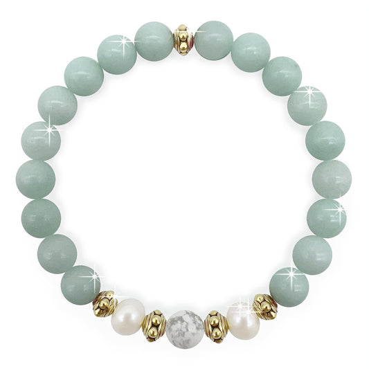 Beautiful Real Freshwater Pearls, Malaysia Jade and Howlite Bracelet, featuring Grade A, High Luster Pearls and Stunning Gemstones, Healing.