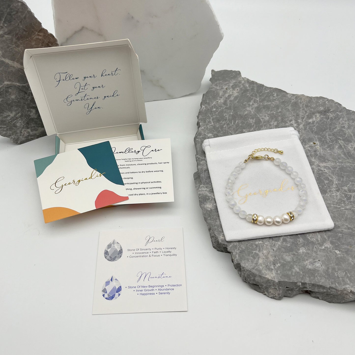 Beautiful Freshwater Pearls & Moonstone Gemstone Bracelet, 18K Gold Plating, Grade A Pearls, Protection, Abundance, Happiness, Birthstone June