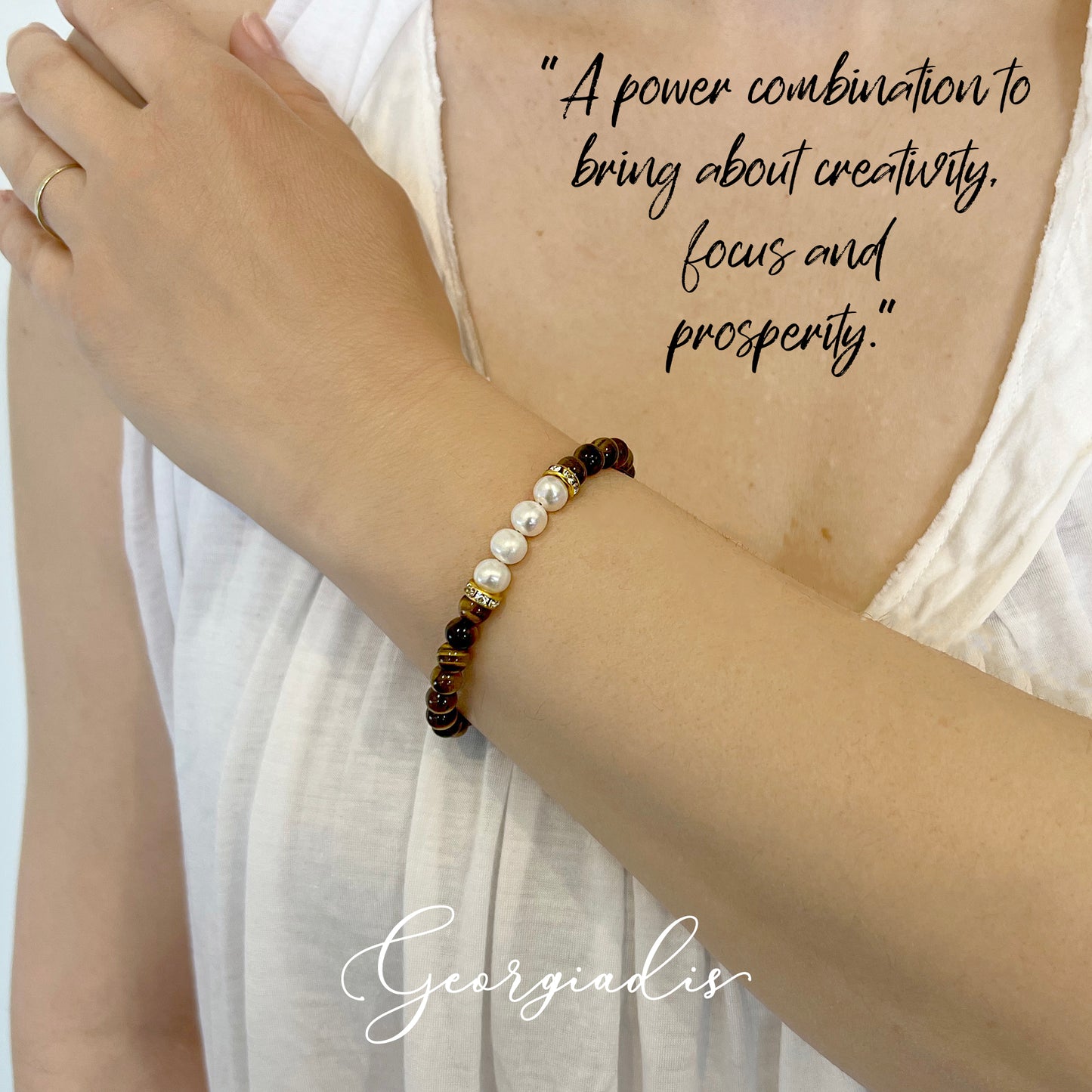 Real Freshwater Pearls & Genuine 6mm Bead Tiger Eye Gemstone Bracelet, 18K Gold Plating, Grade A Pearls, Love, Loyalty, Birthday, Bridesmaid, Bride.