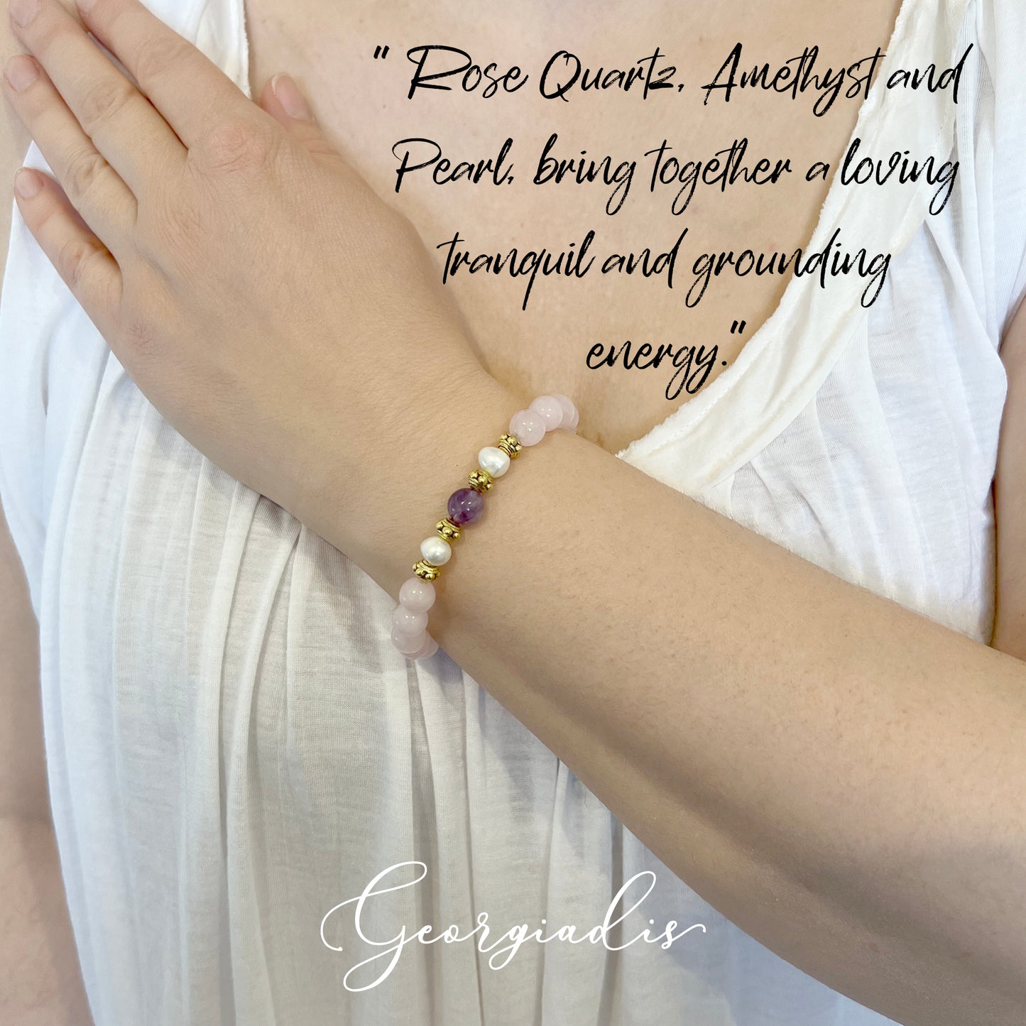 Beautiful Real Freshwater Pearls, Rose Quartz and Amethyst Bracelet, featuring Grade A, High Luster Pearls and Stunning Gemstones, Healing.