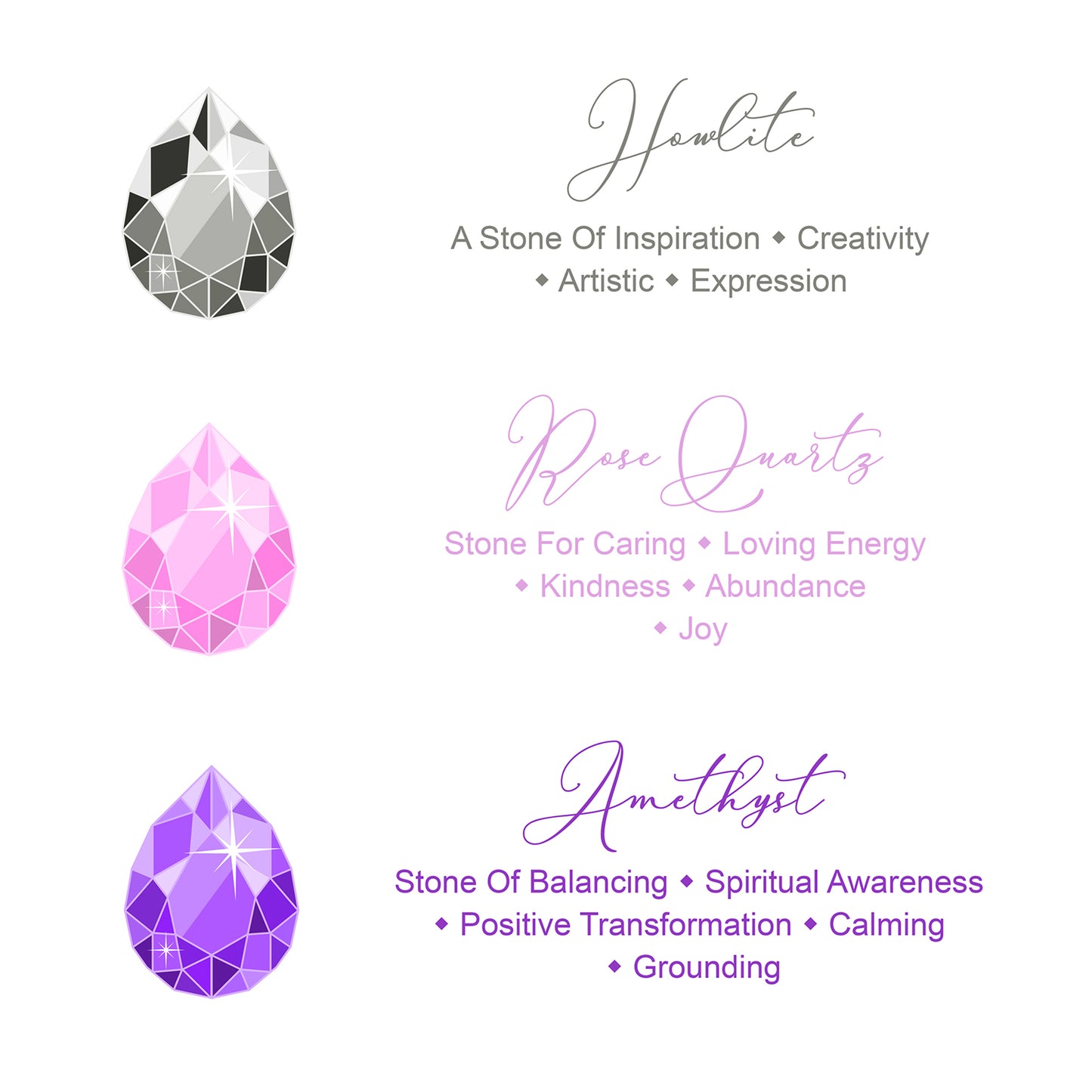 8mm Bead Amethyst, Rose Quartz and Howlite Real Natural Genuine Stones with 18K Gold Plating, Beautiful Gemstone Beads, Healing and Spiritual