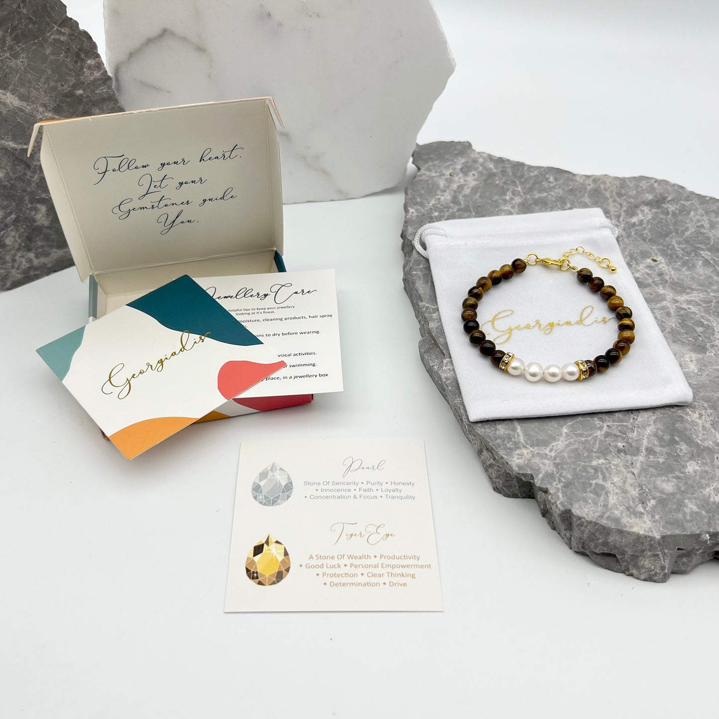 Real Freshwater Pearls & Genuine 6mm Bead Tiger Eye Gemstone Bracelet, 18K Gold Plating, Grade A Pearls, Love, Loyalty, Birthday, Bridesmaid, Bride.