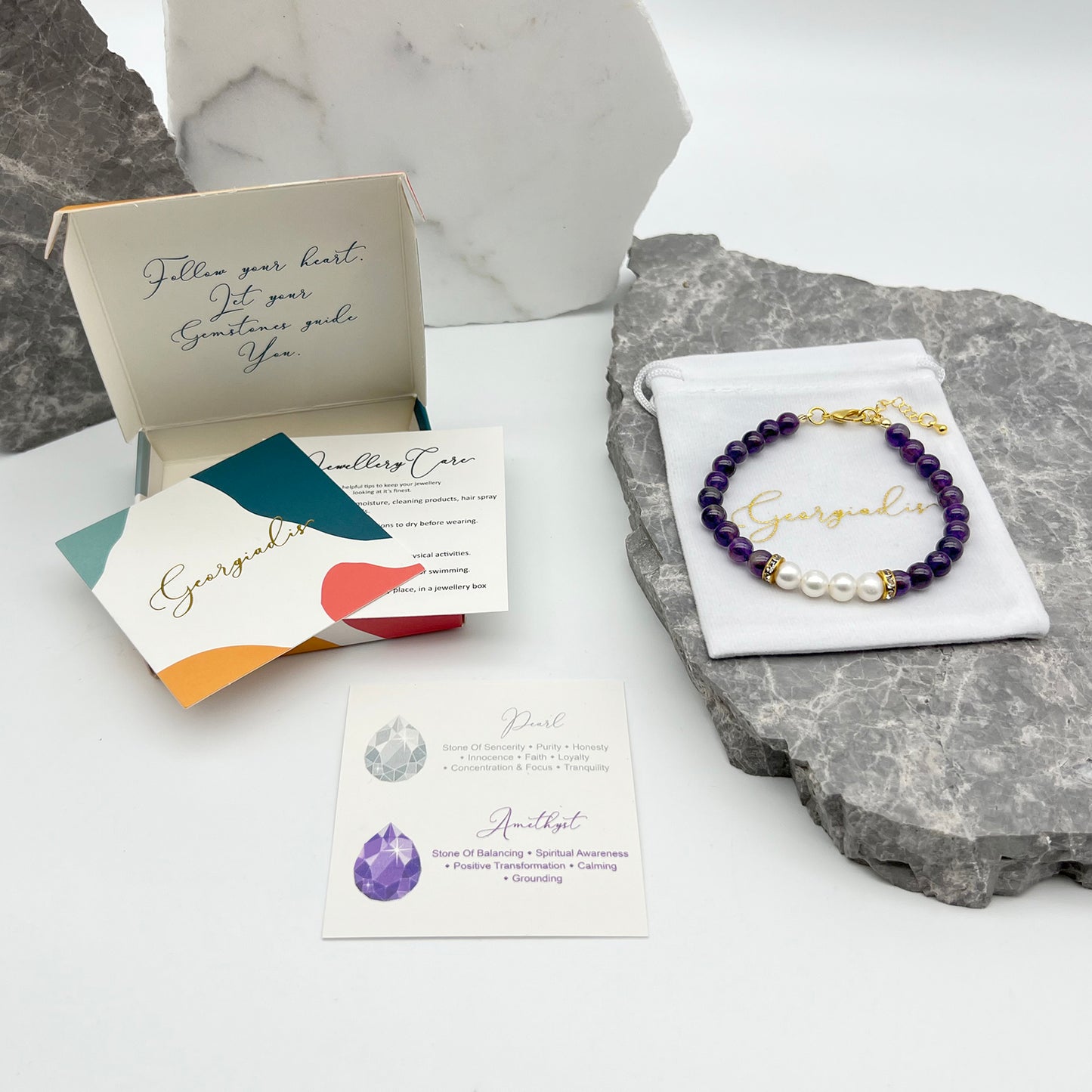 Real Freshwater Pearls & Genuine 6mm Bead Amethyst Gemstone Bracelet, 18K Gold Plating, Grade A Pearls, Healing, Spiritual, Awareness, Calming.