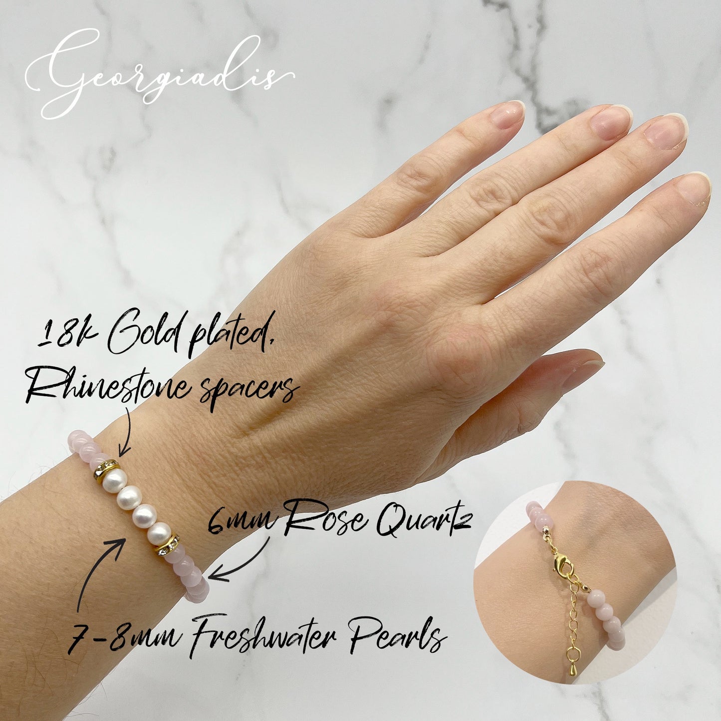 Real Freshwater Pearls & Genuine 6mm Bead Rose Quartz Gemstone Bracelet, 18K Gold Plating, Grade A Pearls, Love, Loyalty, Birthday, Bridesmaid, Bride.
