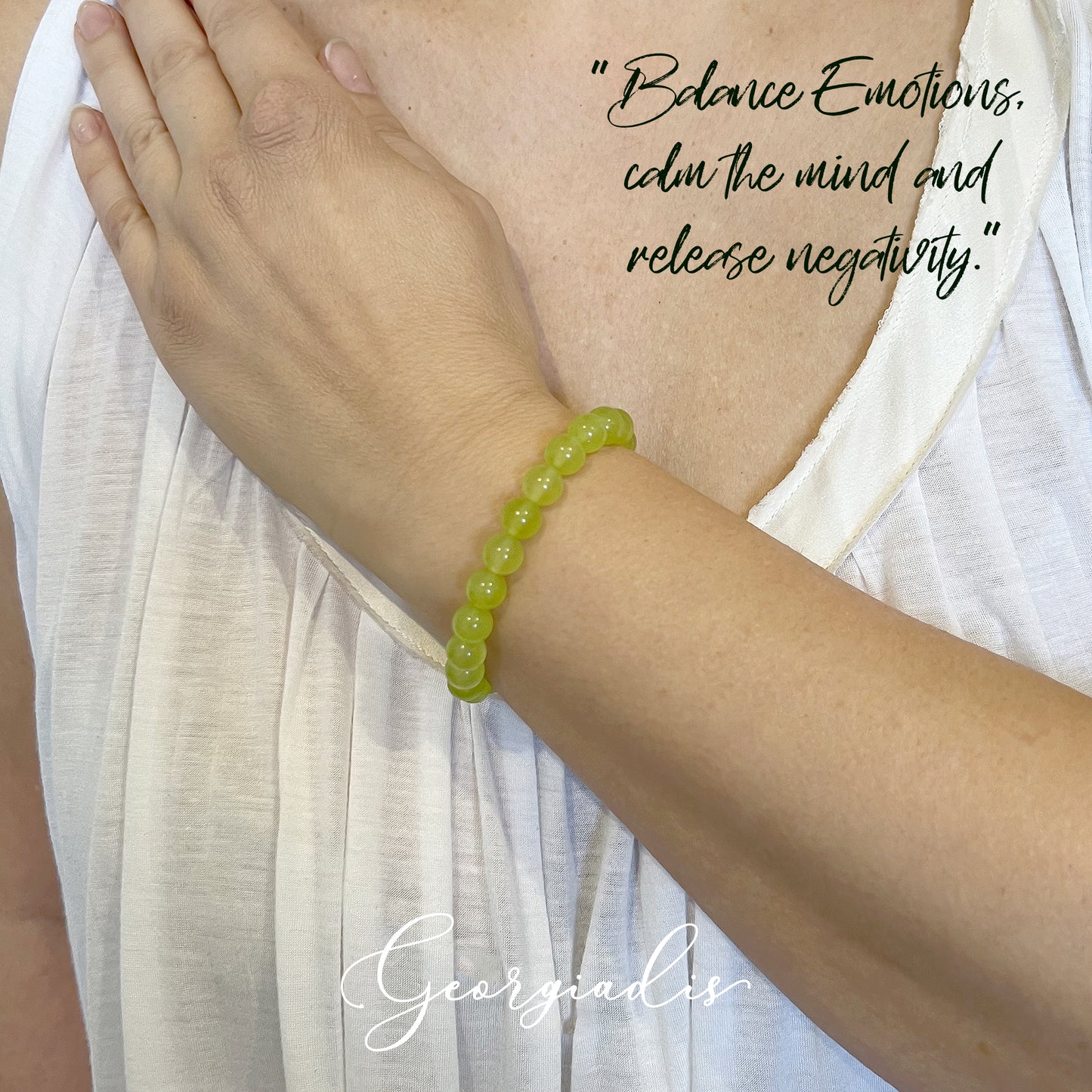 { Georgiadis } - Stunning 8mm Light Green Jade Gemstone Bracelet, Promotes , Loving Gift, Bracelet for Women
