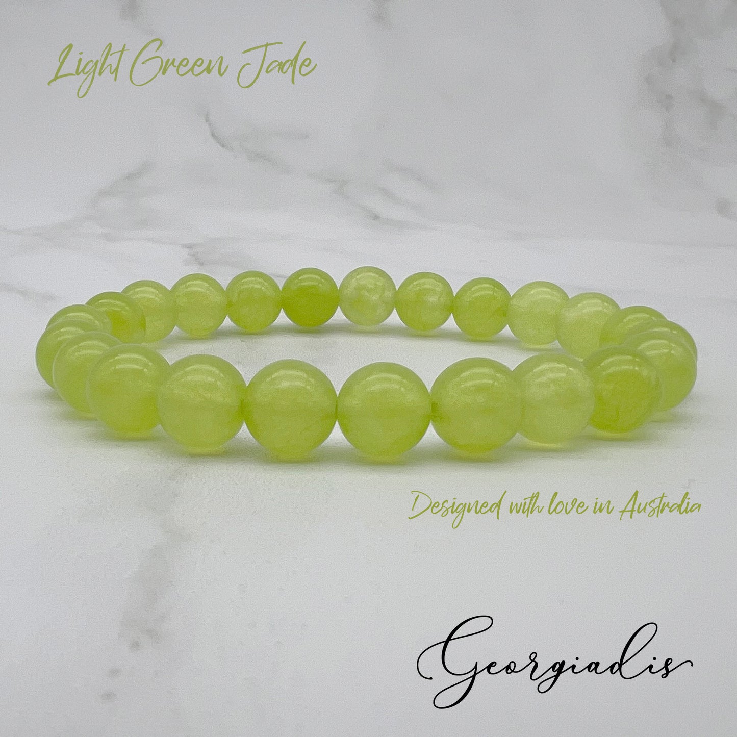 { Georgiadis } - Stunning 8mm Light Green Jade Gemstone Bracelet, Promotes , Loving Gift, Bracelet for Women