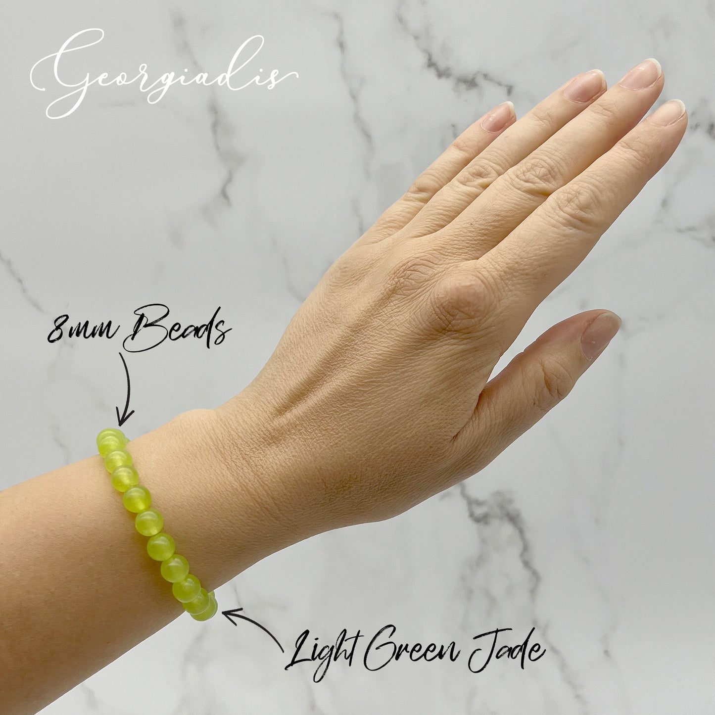 { Georgiadis } - Stunning 8mm Light Green Jade Gemstone Bracelet, Promotes , Loving Gift, Bracelet for Women