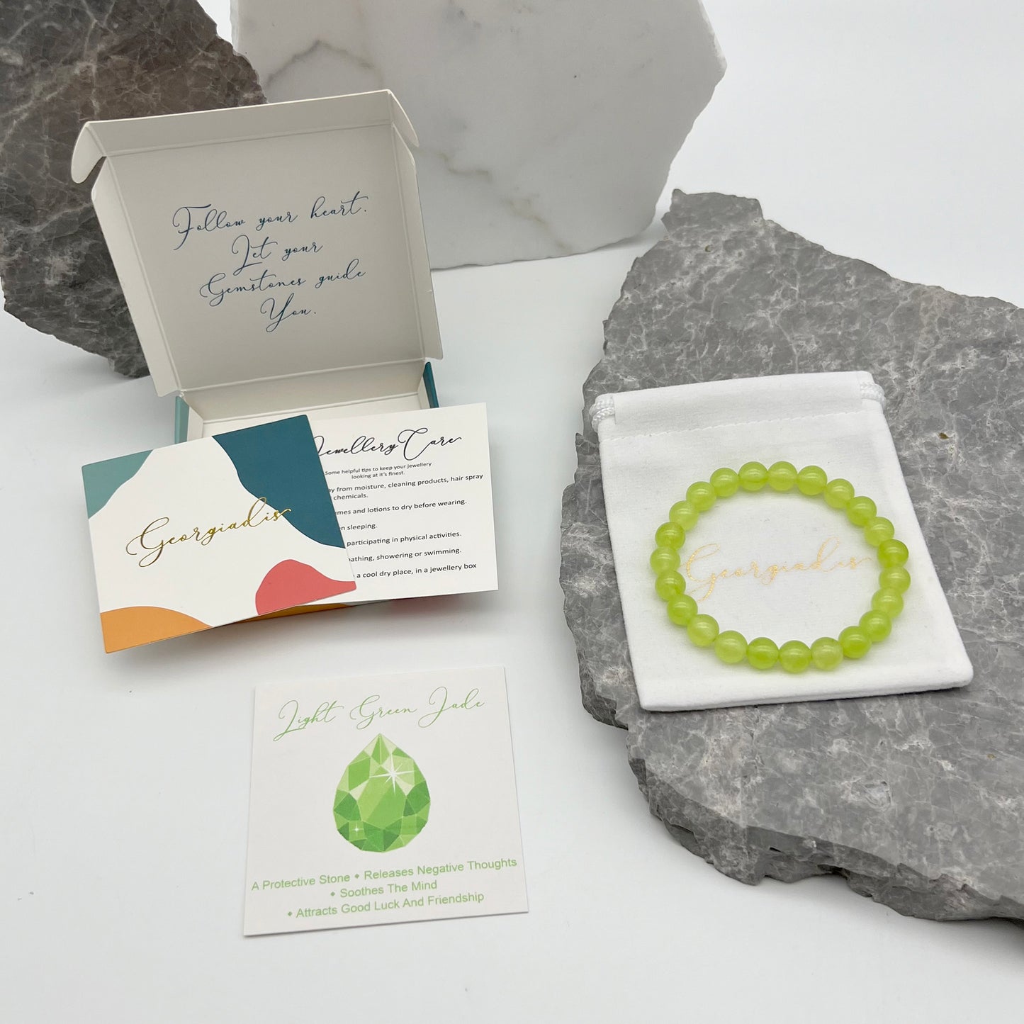 { Georgiadis } - Stunning 8mm Light Green Jade Gemstone Bracelet, Promotes , Loving Gift, Bracelet for Women