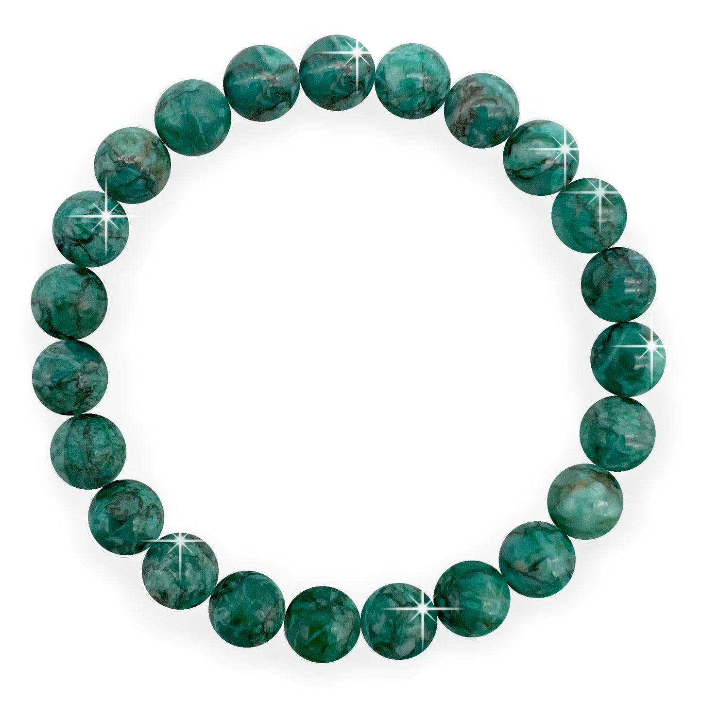 { Georgiadis } - Stunning 8mm Natural Marble Stone Bracelet, Dyed Bluish Green, Grounding Stone, Attracts Abundance and Properity, Root Chakra, Loving Gift, Bracelet for Women