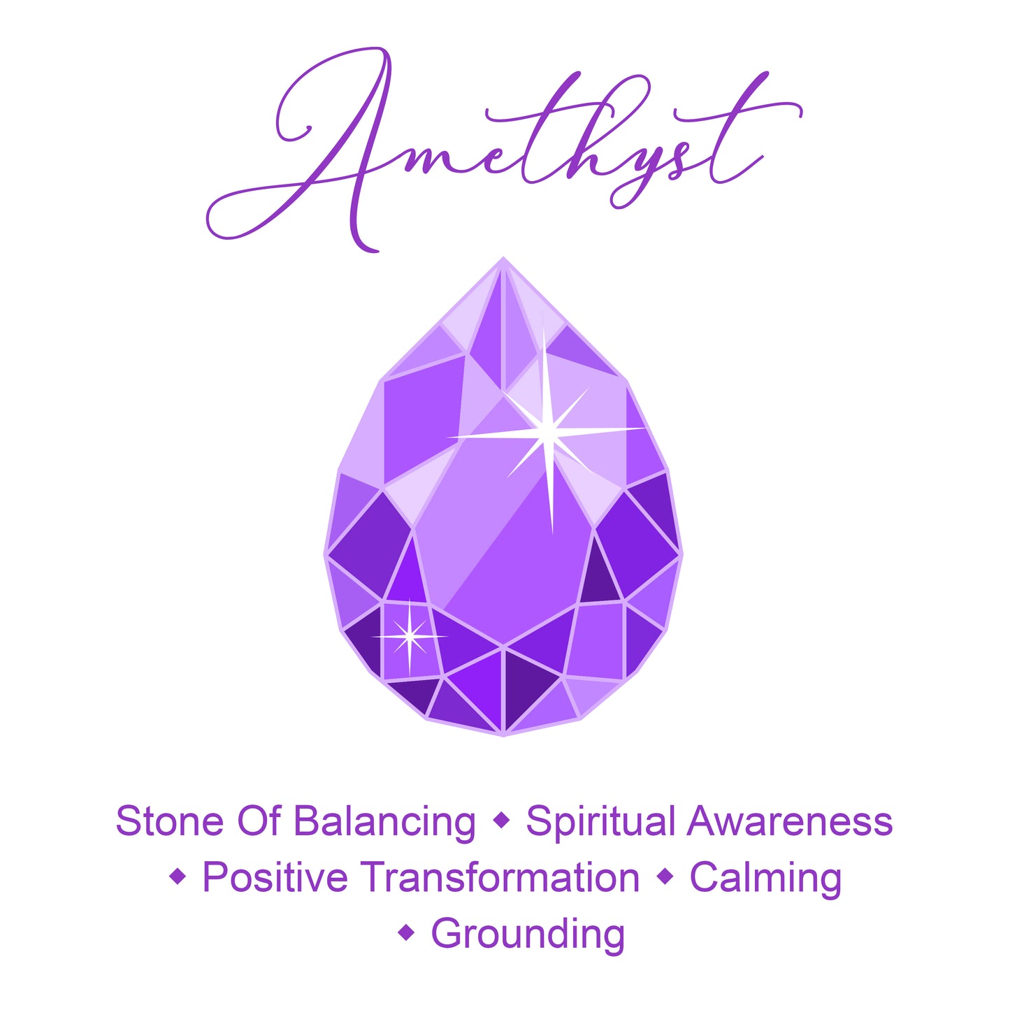 10mm Amethyst Natural Genuine Gemstone with Stunning Spacer Bead Inlaid with Rhinestones, Calming, Promotes Spiritual Awareness, Colour Therapy Purple