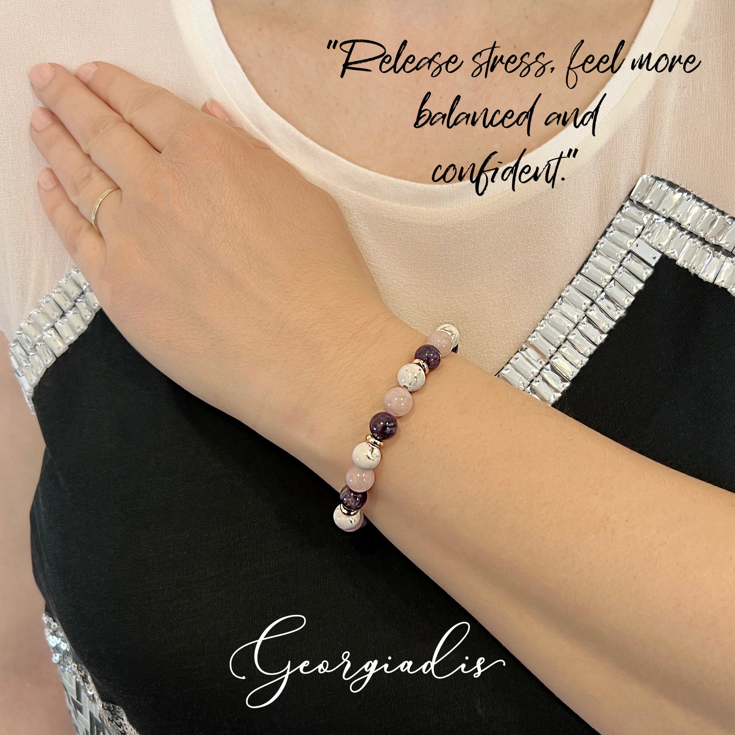8mm Bead Amethyst, Rose Quartz and Howlite Real Natural Genuine Stones with 18K Gold Plating, Beautiful Gemstone Beads, Healing and Spiritual