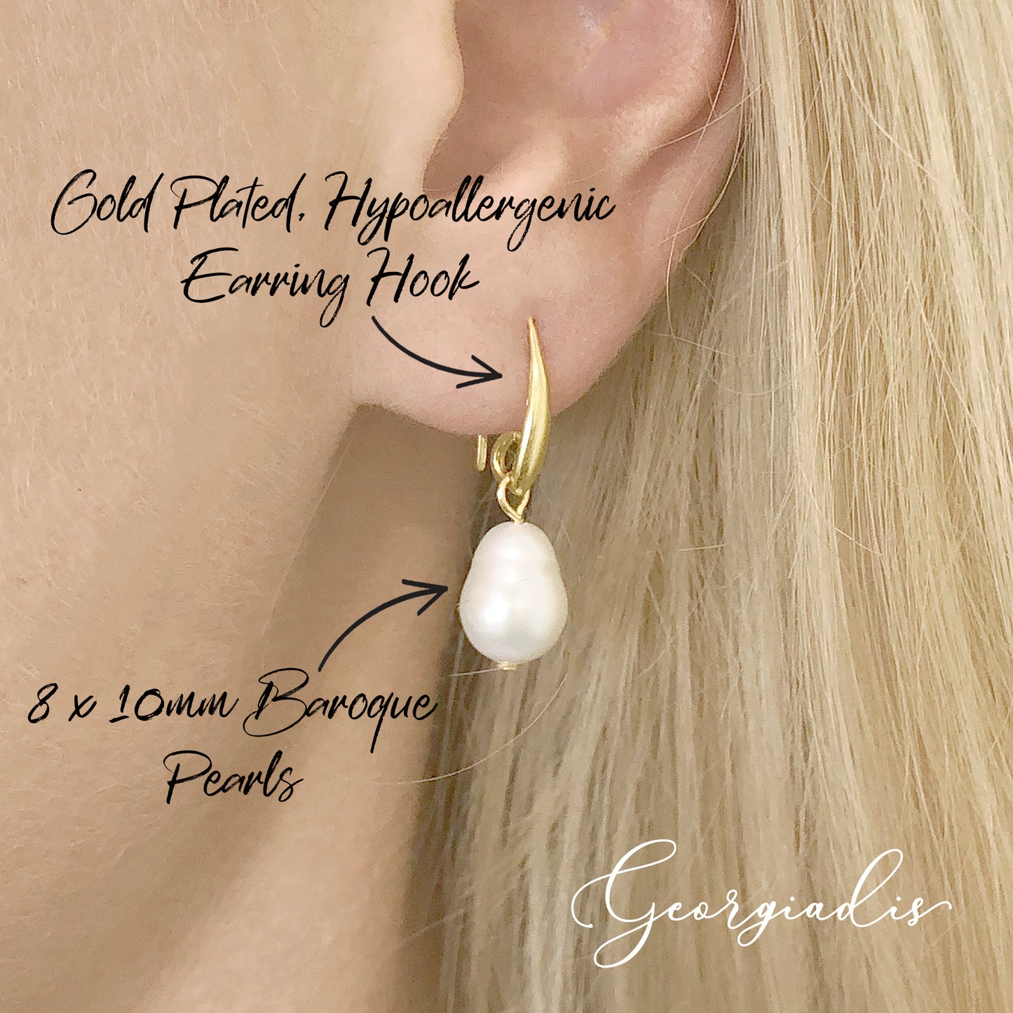 Elegant Baroque Freshwater Pearl Drop Earrings, Grade A High Lustre White Pearls. Symbol of Beauty, Wealth, Prosperity and Intuition, Gift Box.