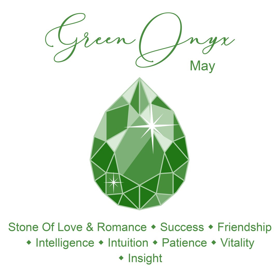 8mm Green Onyx Bracelet for Women with Austrian Crystal Heart Charm, 18K Gold Plated, Healing Stone for Strength & Balance, May Birthstone, Gift, Bracelet for Women