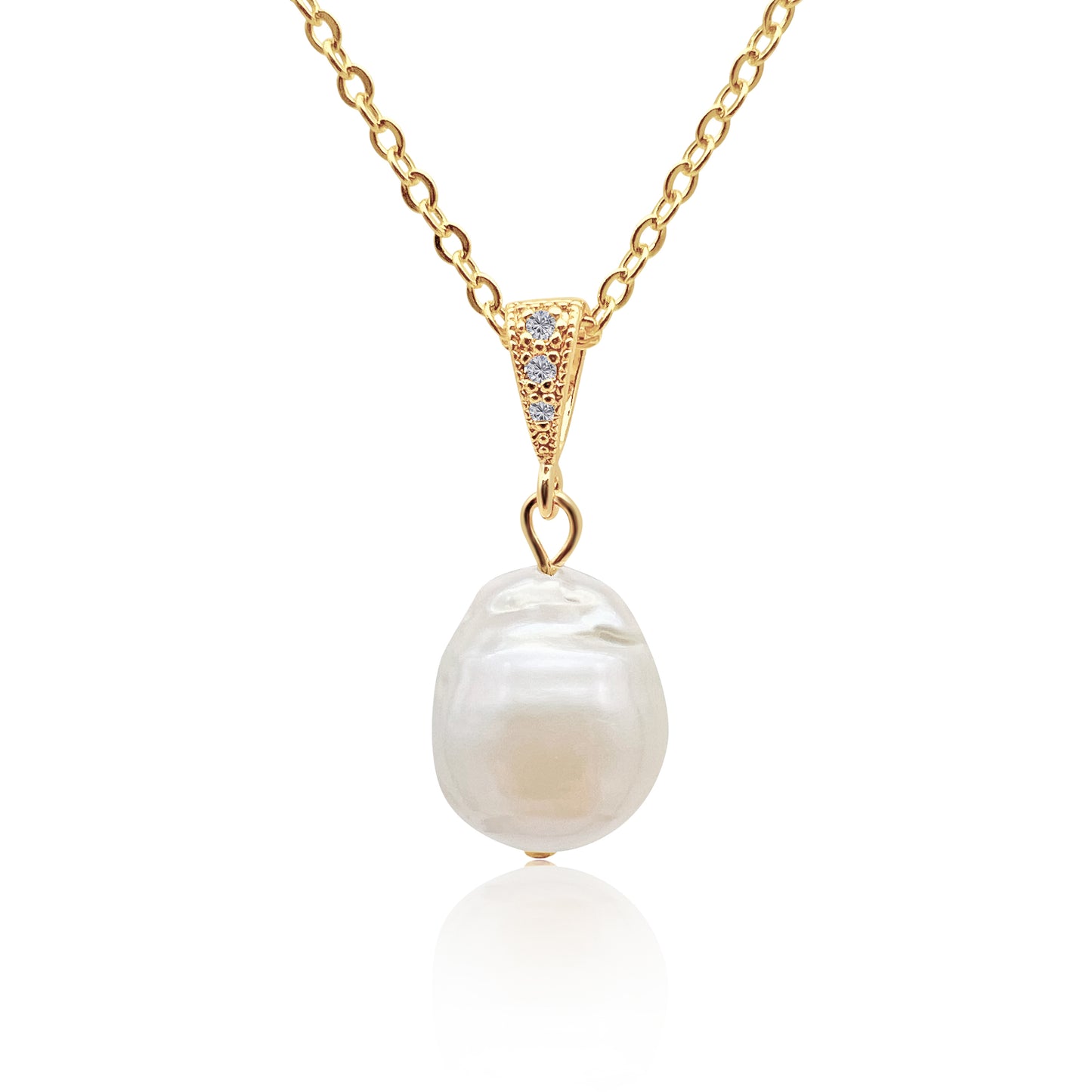 Baroque Pearl Pendant Necklace for Women – Genuine Irregular Freshwater Pearl with 18K Gold Plated Chain, Elegant Minimalist Pearl Necklace, Luxury Gift, Birthday, Anniversary & Brides.