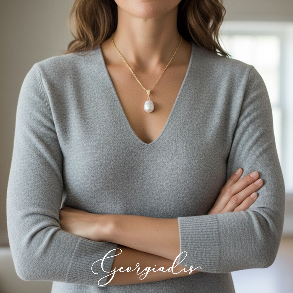 Baroque Pearl Pendant Necklace for Women – Genuine Irregular Freshwater Pearl with 18K Gold Plated Chain, Elegant Minimalist Pearl Necklace, Luxury Gift, Birthday, Anniversary & Brides.