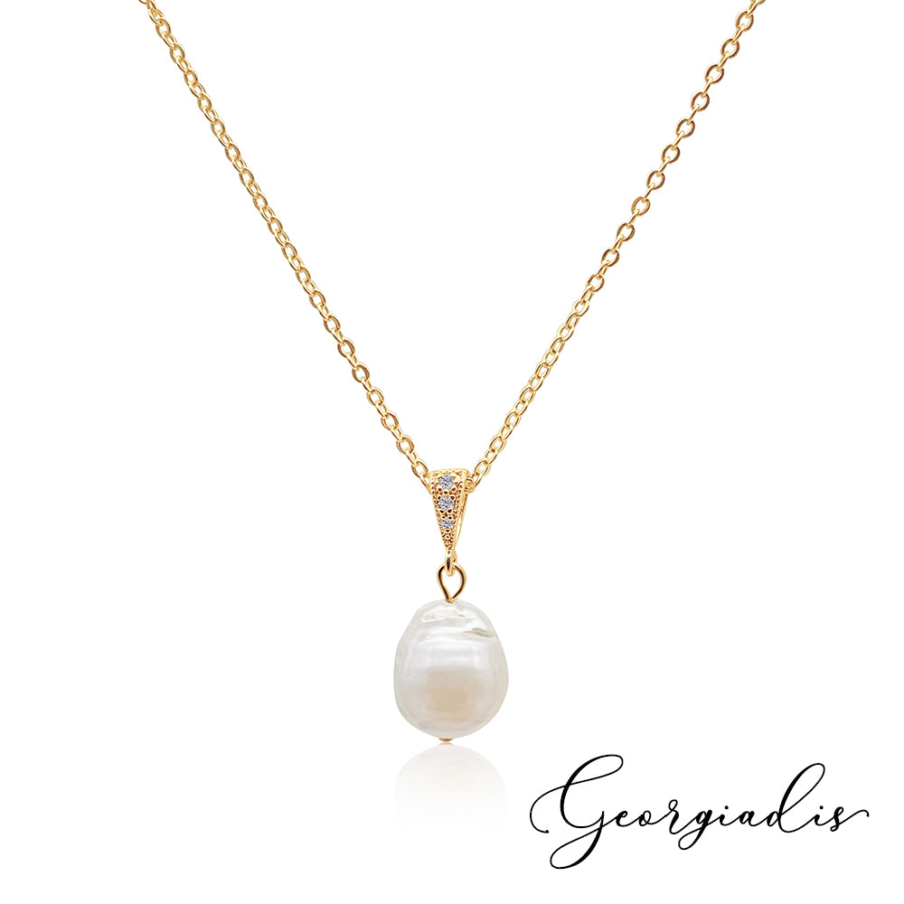 Baroque Pearl Pendant Necklace for Women – Genuine Irregular Freshwater Pearl with 18K Gold Plated Chain, Elegant Minimalist Pearl Necklace, Luxury Gift, Birthday, Anniversary & Brides.