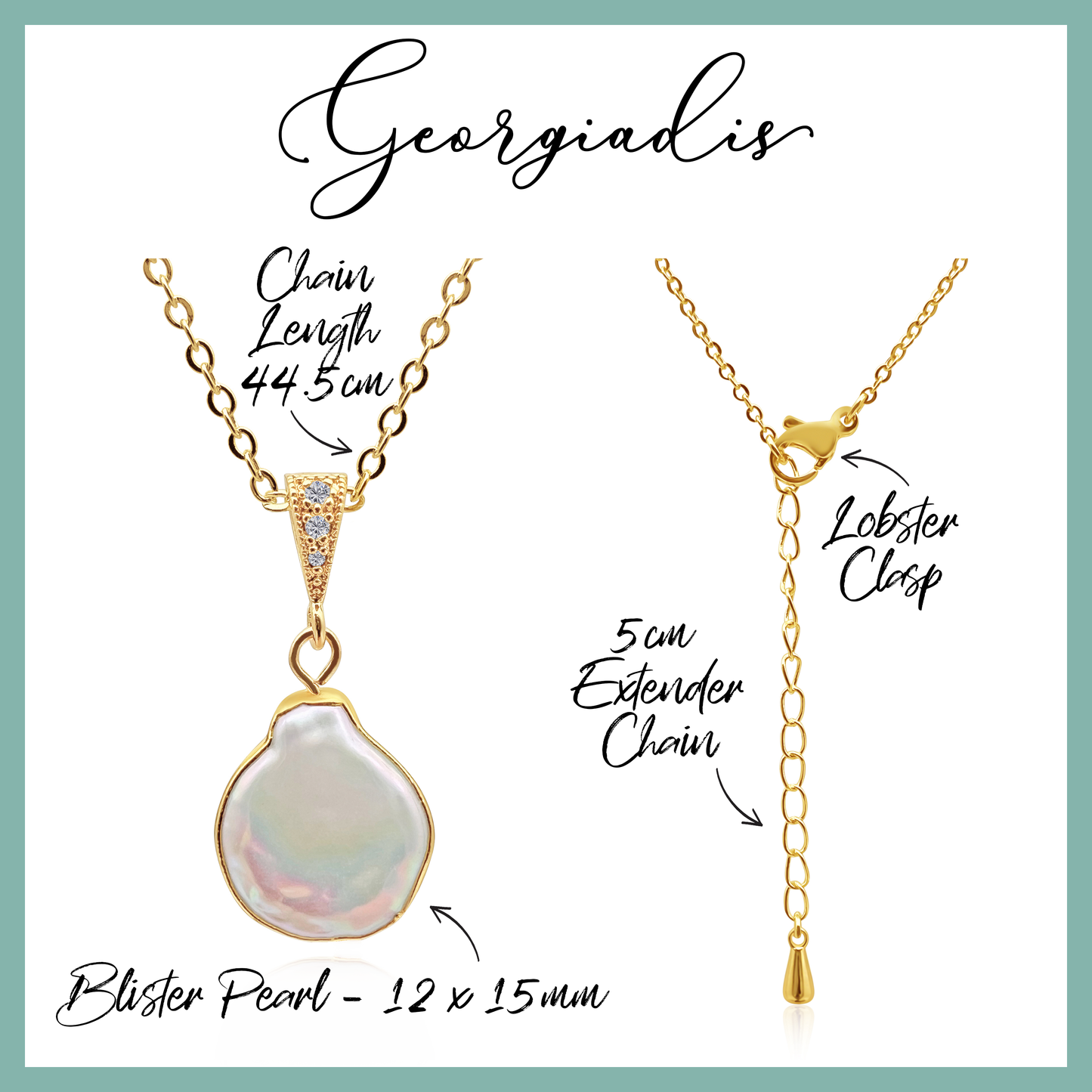 Blister Pearl Pendant Necklace for Women – Genuine Irregular Freshwater Blister Pearl with Gold-Plated Edge & 18K Gold Plated Chain, Elegant Minimalist Pearl Necklace, Luxury Gift, Birthday, Anniversary & Brides.