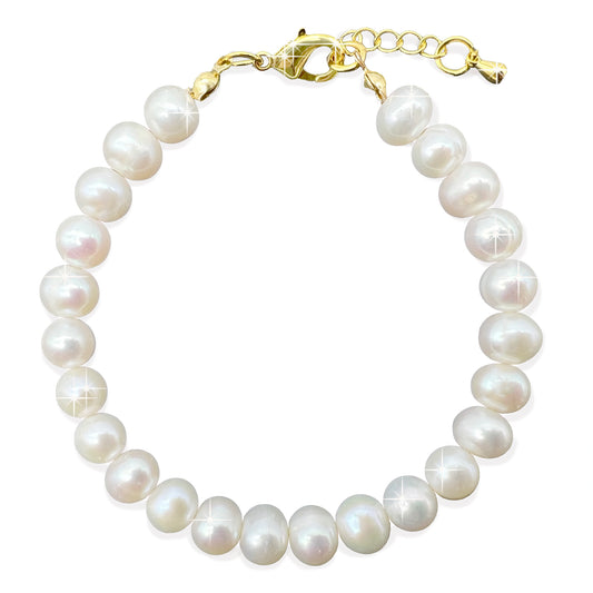 Beautiful Genuine Grade A 7-8mm White Freshwater High Luster Pearls, 18k Gold Plated Lobster Clasp, Clarity, Protection, Love, Intuition, Abundance.