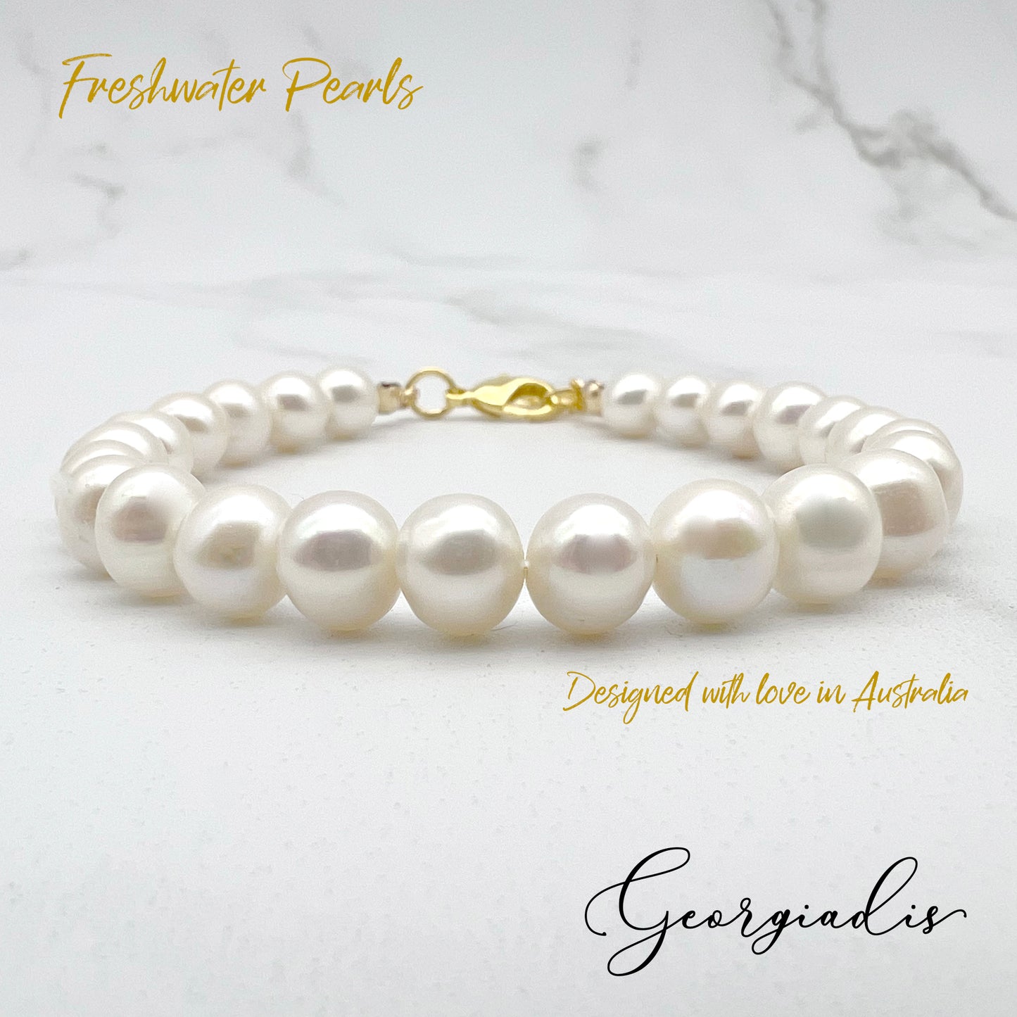 Beautiful Genuine Grade A 7-8mm White Freshwater High Luster Pearls, 18k Gold Plated Lobster Clasp, Clarity, Protection, Love, Intuition, Abundance.
