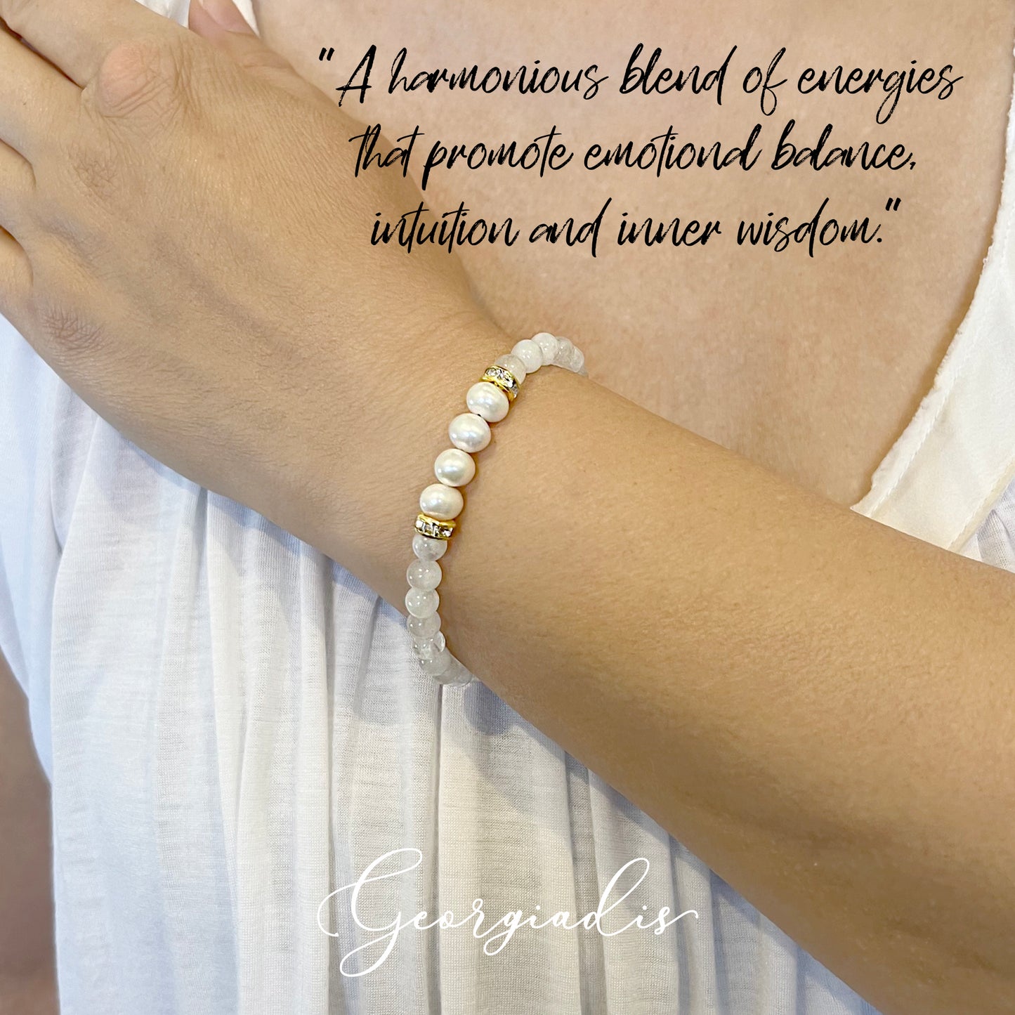 Beautiful Freshwater Pearls & Moonstone Gemstone Bracelet, 18K Gold Plating, Grade A Pearls, Protection, Abundance, Happiness, Birthstone June